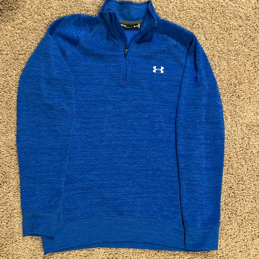 Men’s blue under armor, quarter zip shirt